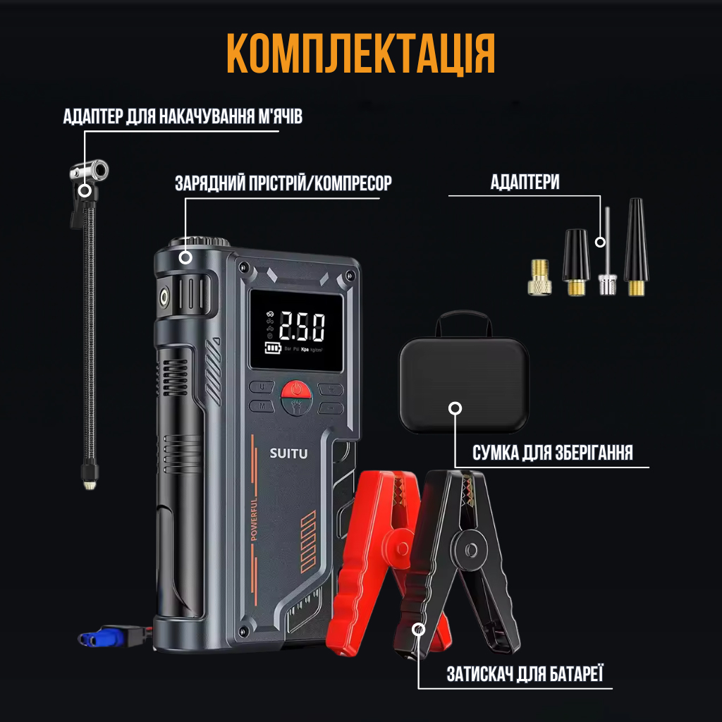 Автомобільний стартер із компресором