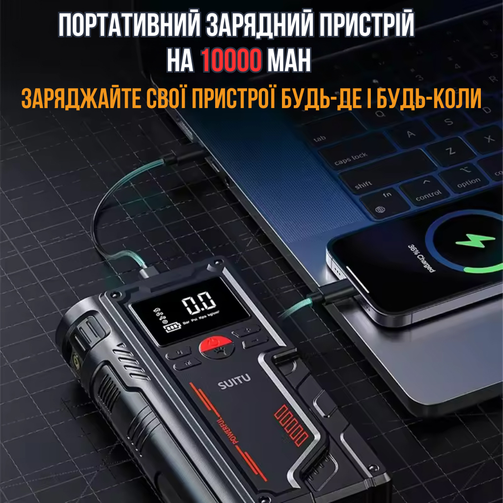 Автомобільний стартер із компресором