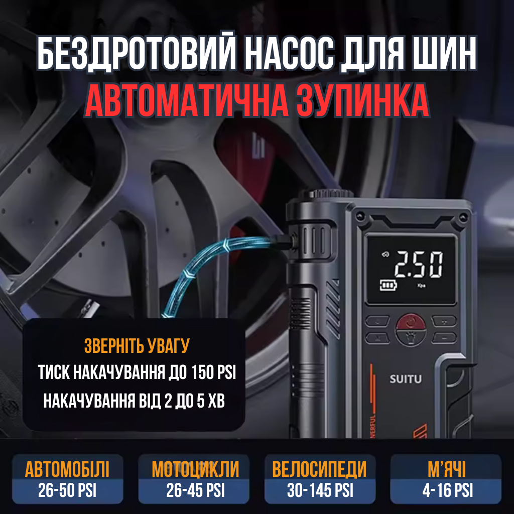 Автомобільний стартер із компресором